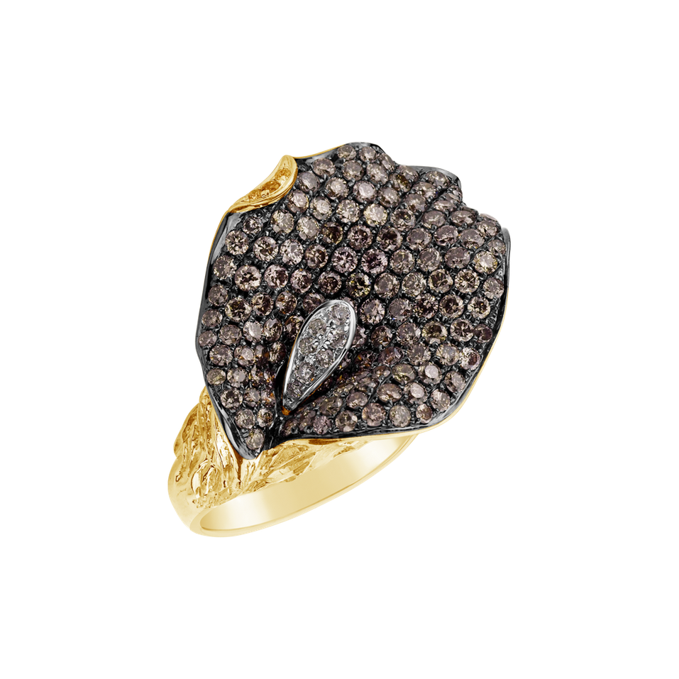 Ring with white and brown diamonds Lady Dream