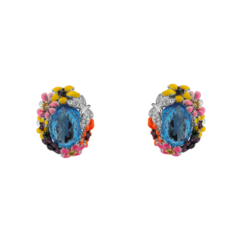 Diamond earrings with Topaz and gemstones Focusing on Spirituality