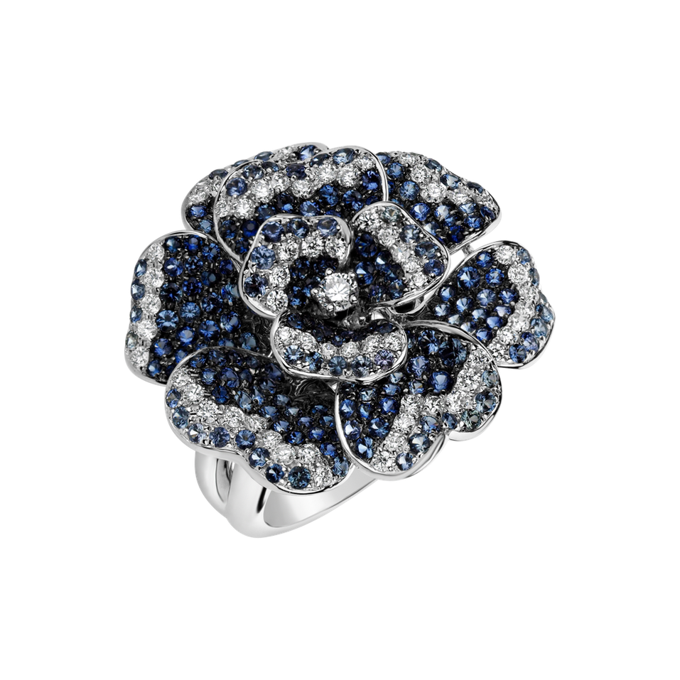 Diamond ring with Sapphire Parissienne Rose