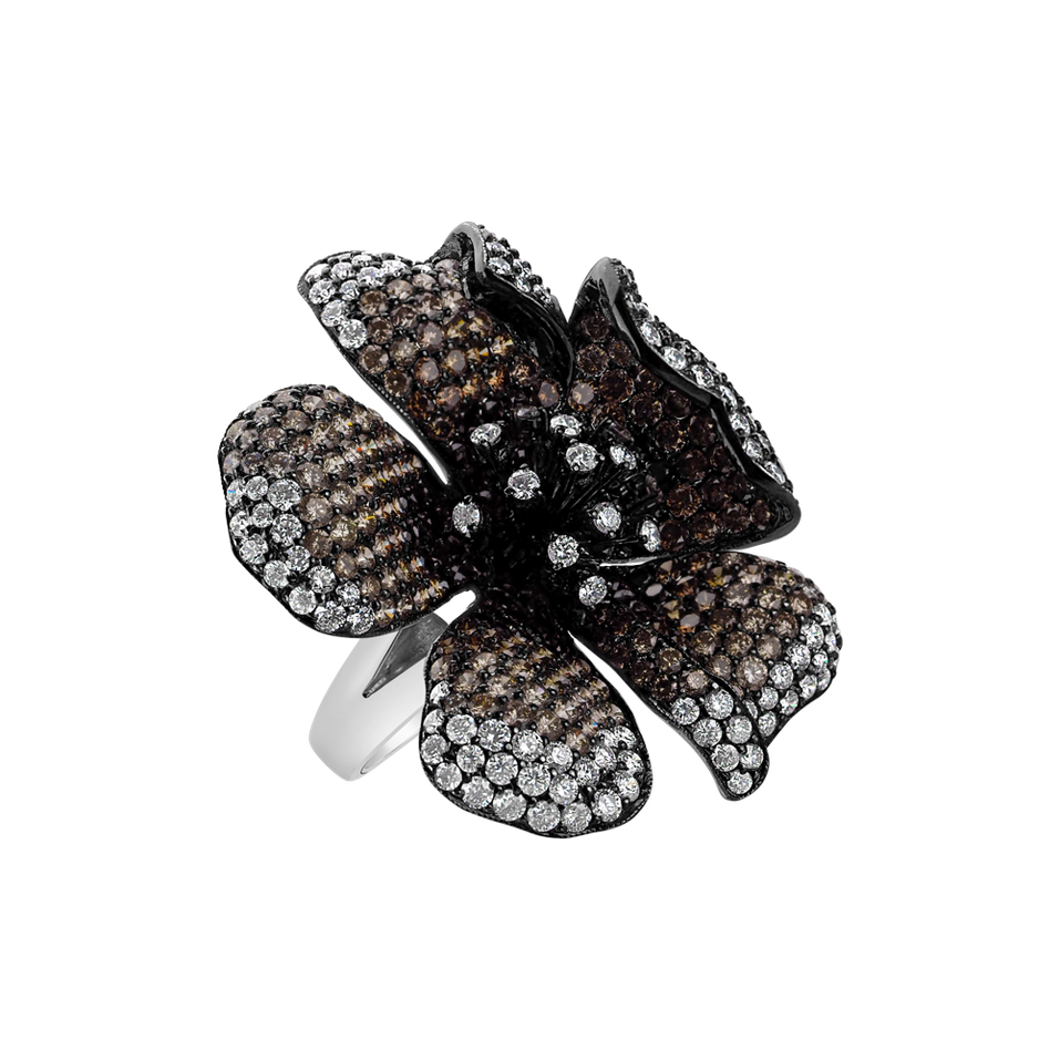 Ring with white, brown and black diamonds Anjanette