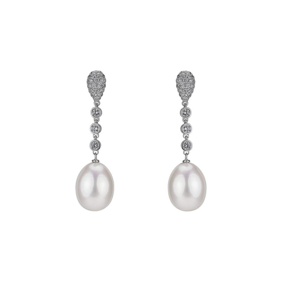 Diamond earrings with Pearl Pearly Elegance