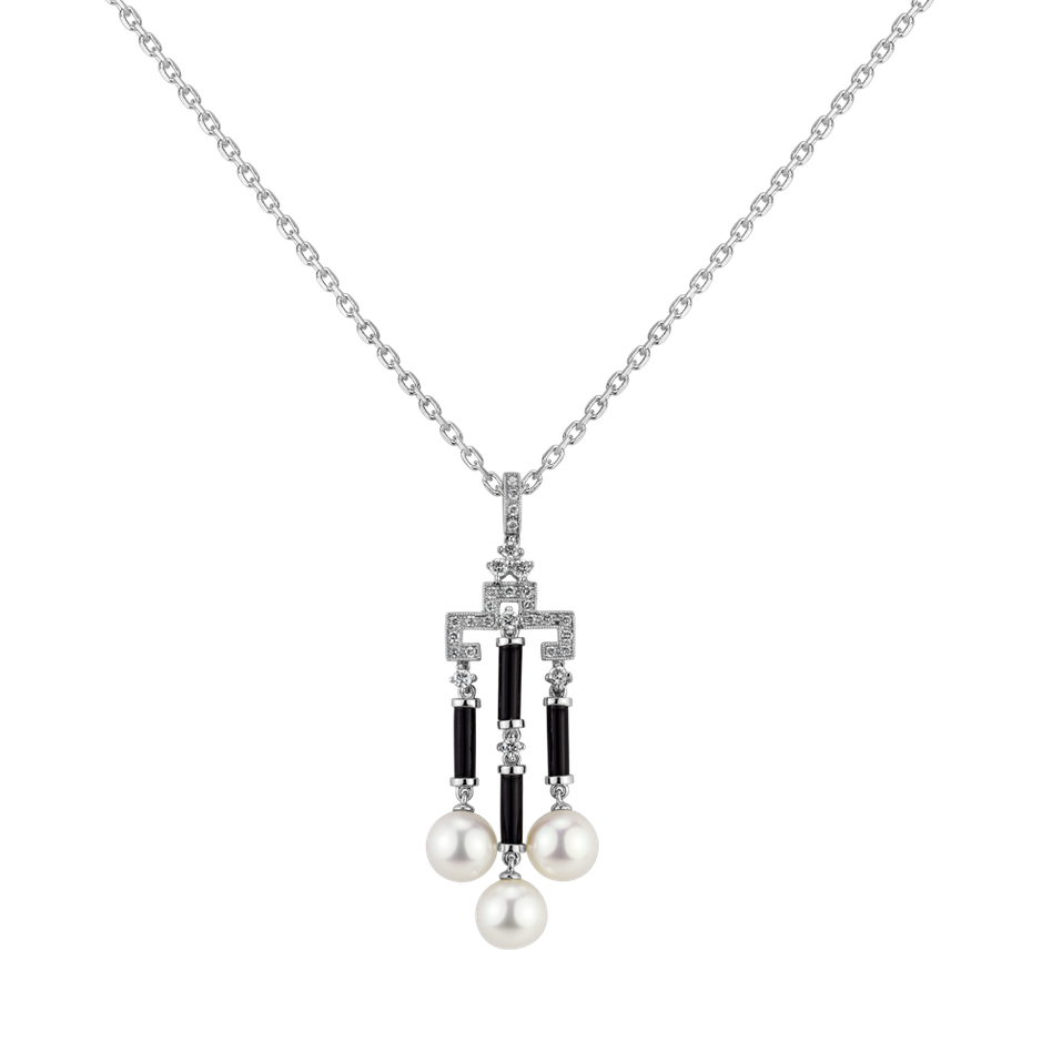 Diamond pendant with Onyx and Pearl Thalassa