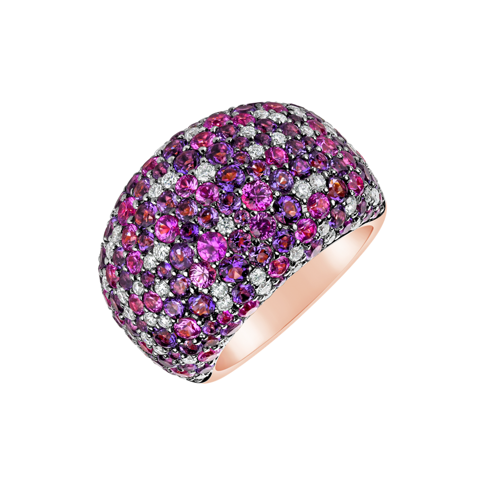 Diamond ring with Amethyst and Sapphire Star Kingdom