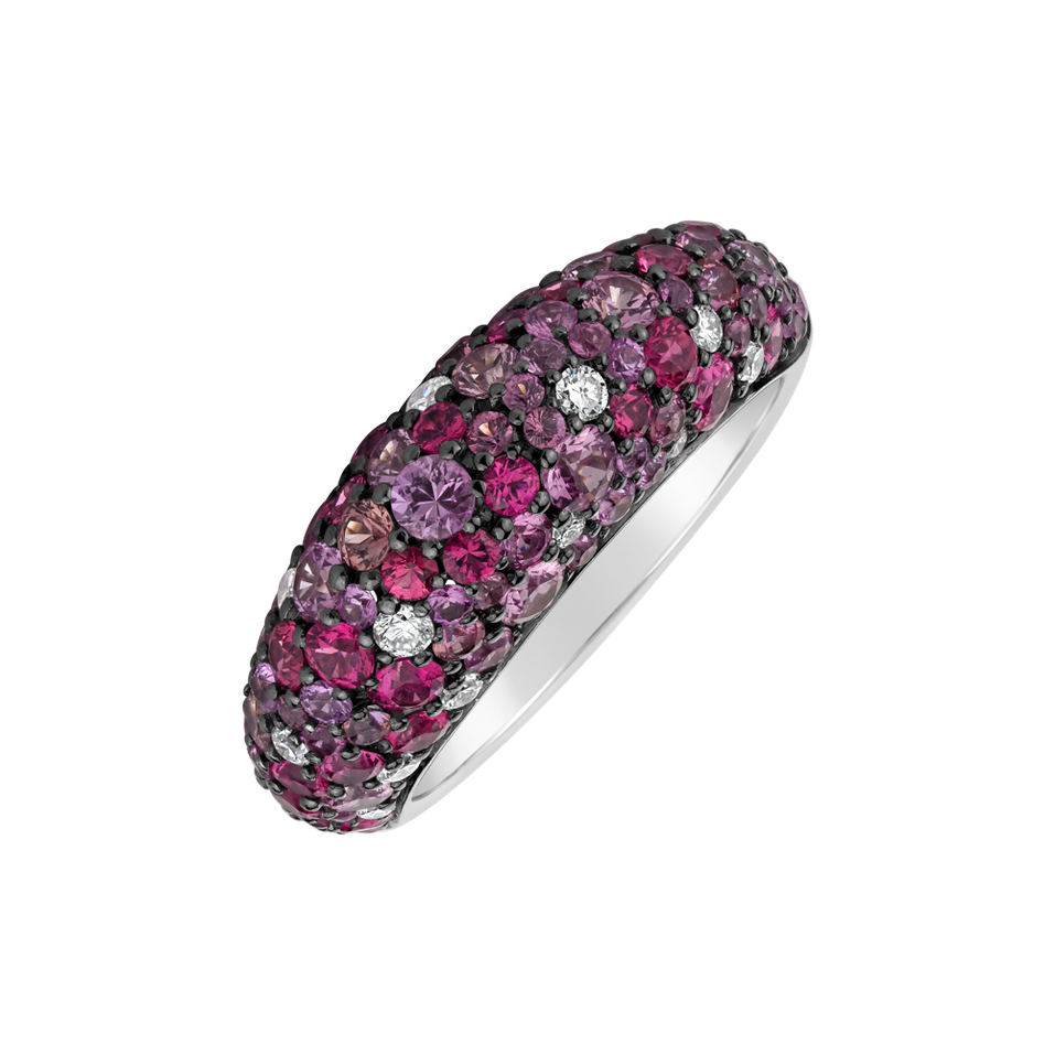 Diamond ring with Sapphire and Spinel Adeline