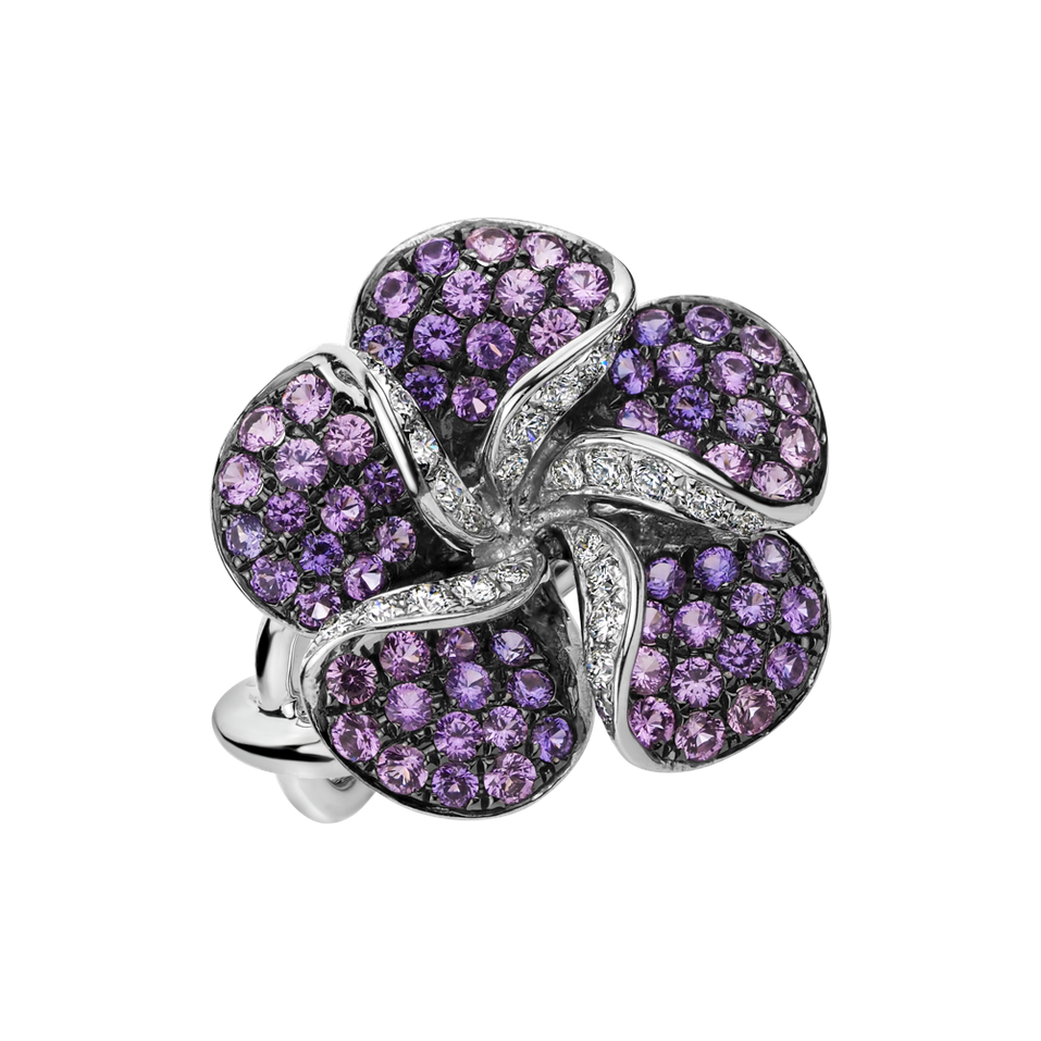 Diamond ring with Sapphire Delicious Orchid