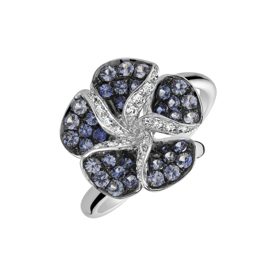 Diamond ring with Sapphire Poetic Orchid