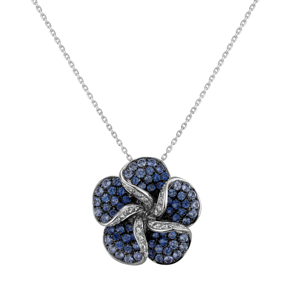 Diamond pendant with Sapphire Bellflower