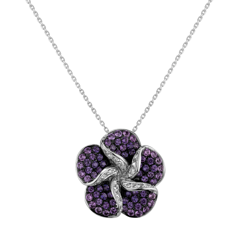 Diamond pendant with Sapphire Bellflower