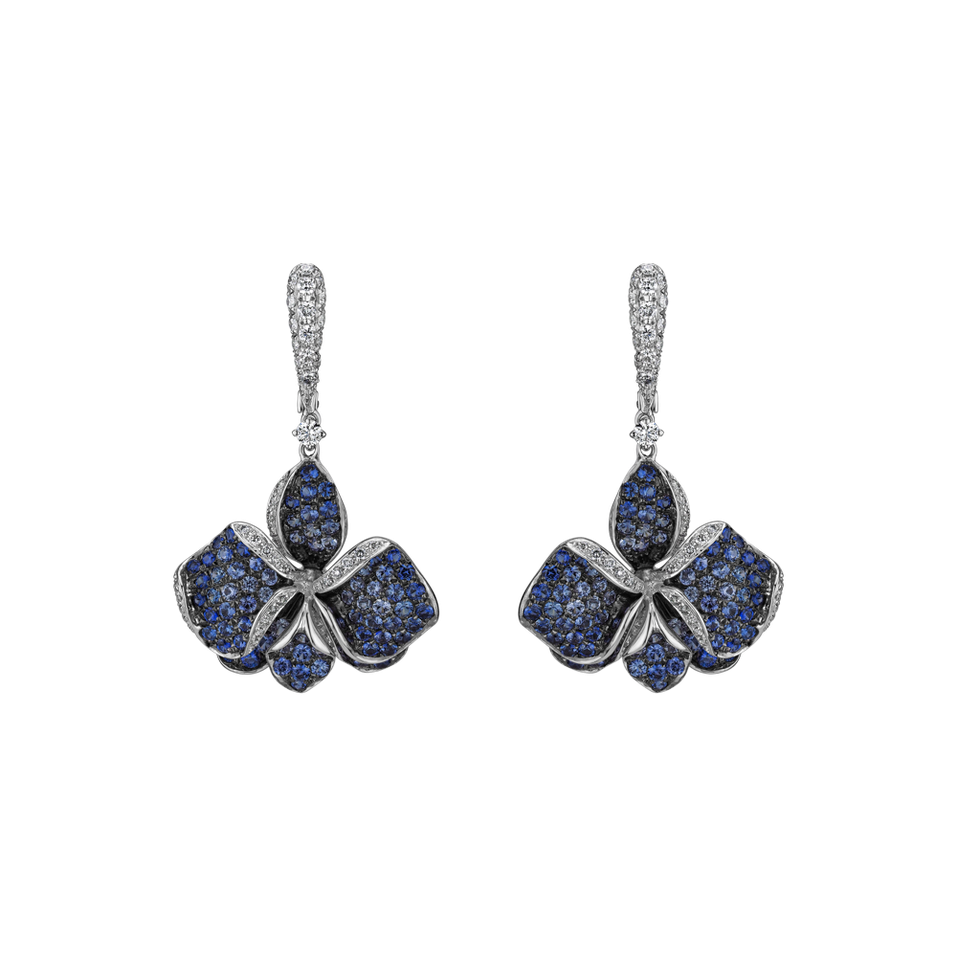 Diamond earrings and Sapphire Iris