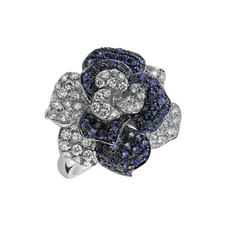 Diamond ring with Sapphire Exotic Magnolia