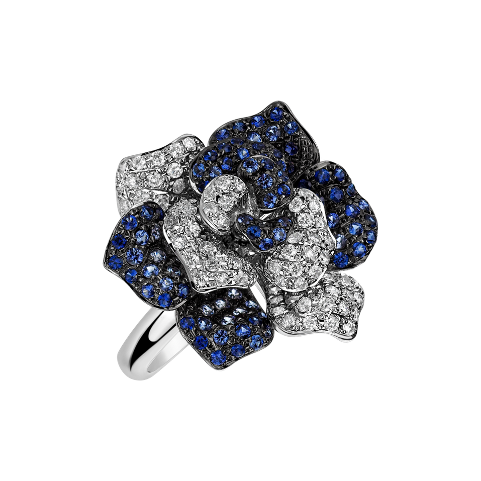 Diamond ring with Sapphire Magnolia Glory