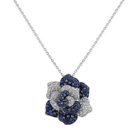 Diamond pendant with Sapphire Poetic Magnolia