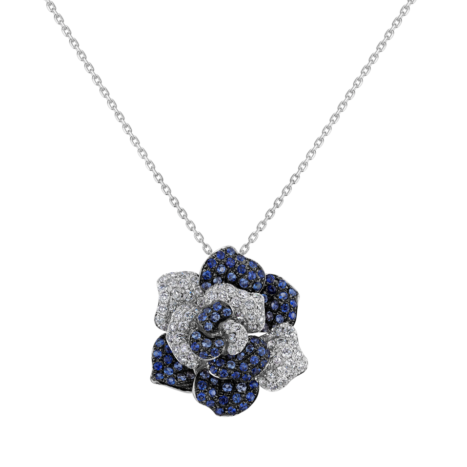 Diamond pendant with Sapphire Poetic Magnolia