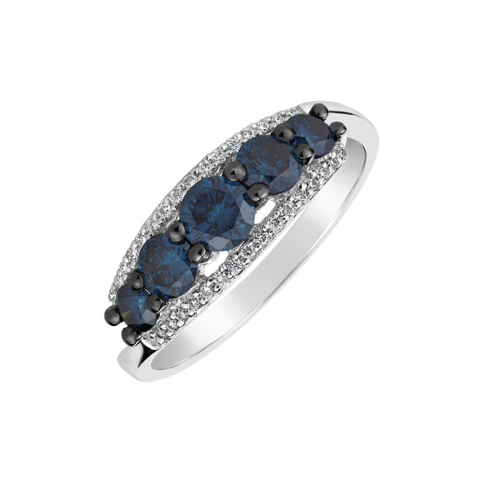 Ring with blue diamonds and white diamonds Alanna