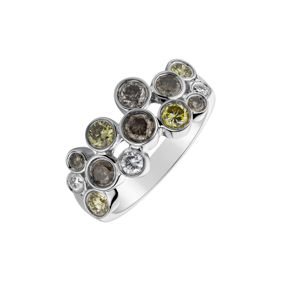 Ring with brown, yellow and white diamonds Oriana