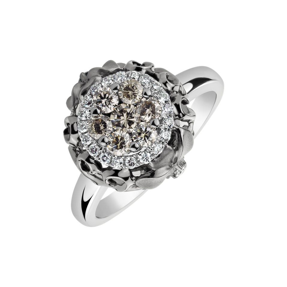 Ring with brown and white diamonds Touch of Heaven