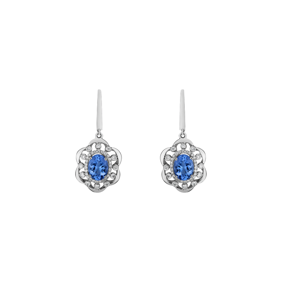 Diamond earrings with Tanzanite Touch of Magic