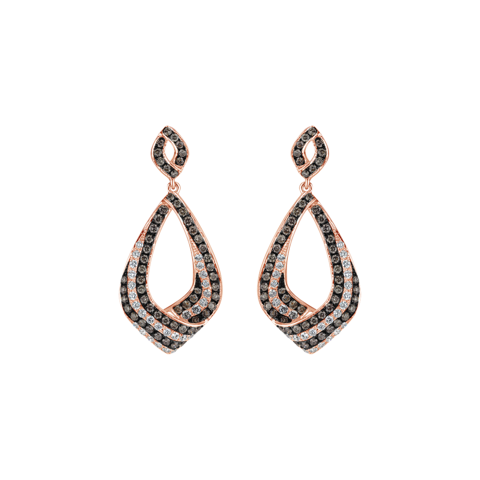 Earrings with brown and white diamonds Touch of Miracle