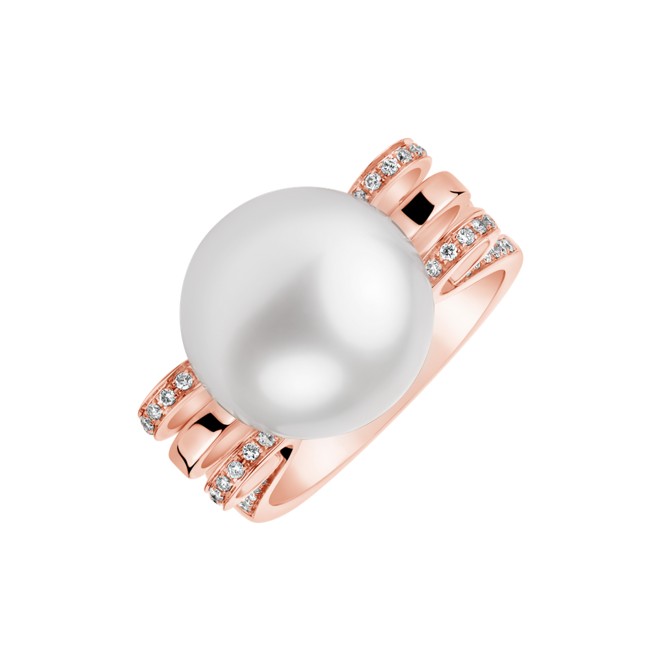 Diamond ring with Pearl Ocean Poetic