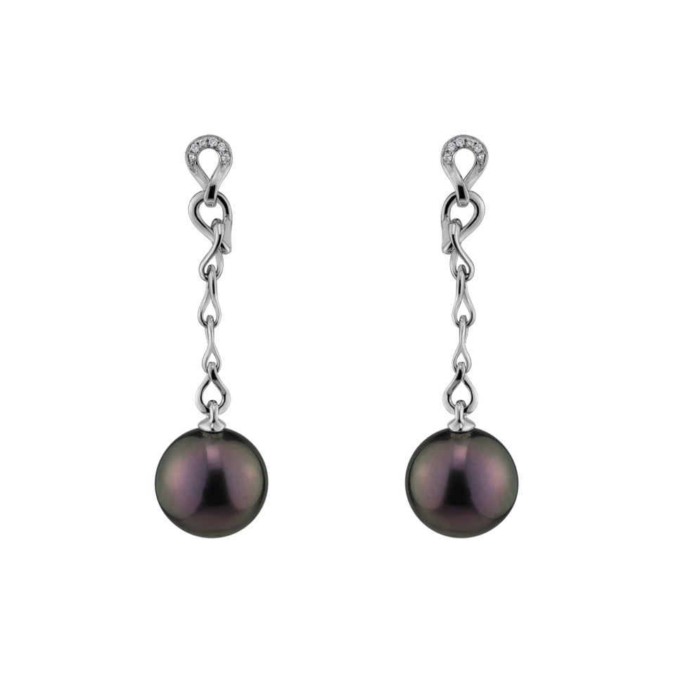 Diamond earrings with Pearl Gathas