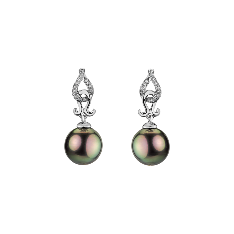 Diamond earrings with Pearl Neptunian Secret