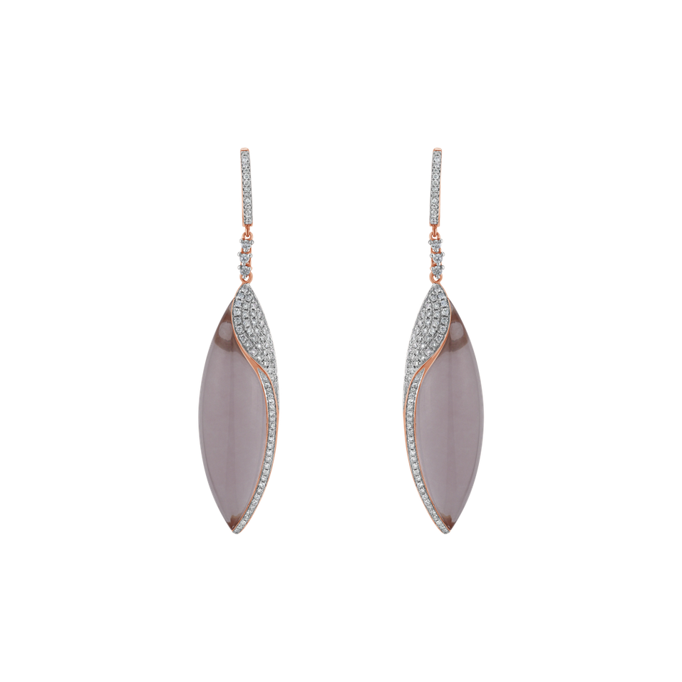 Diamond earrings with Rose Quartz Abbasid