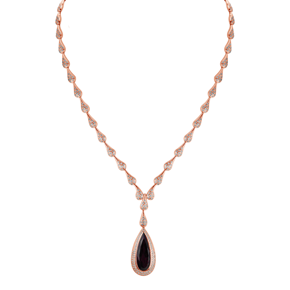 Diamond necklace with Rhodolite Dark Eminence