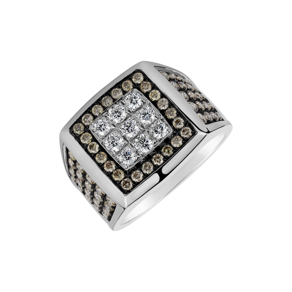 Ring with brown and white diamonds Hattie