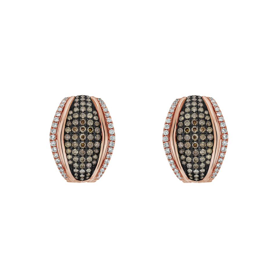 Earrings with brown and white diamonds Goldie