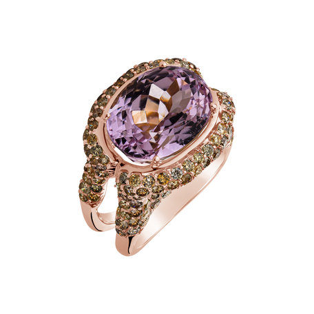 Diamond ring with Kunzite Purple Gentility