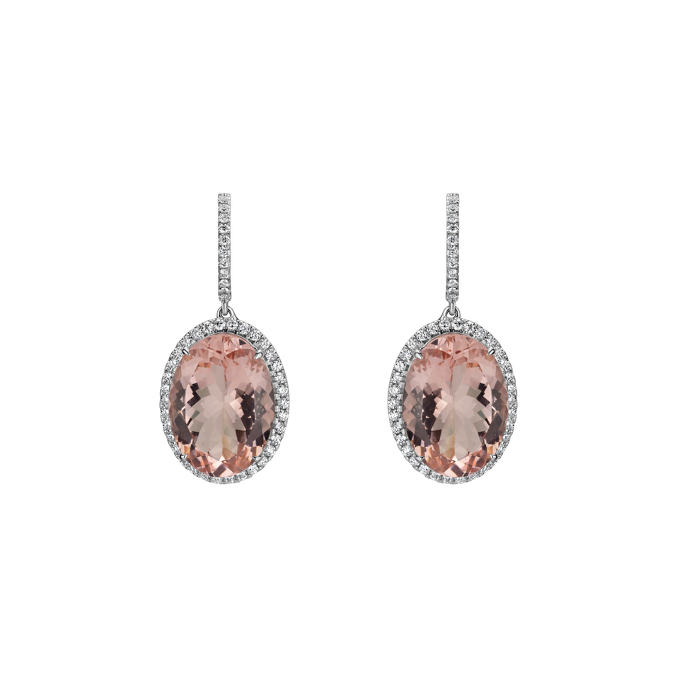 Diamond earrings with Morganite Eulalia