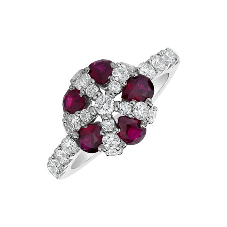 Diamond ring with Ruby Lady Flower