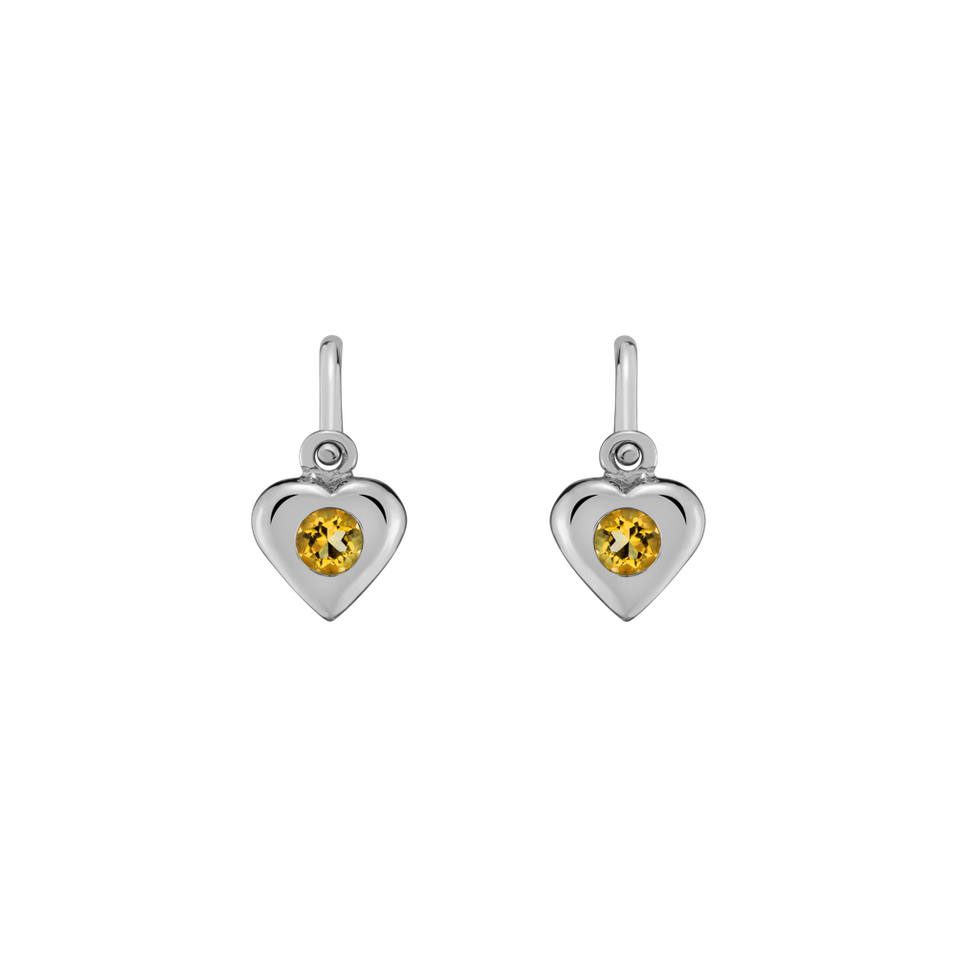 Children's earrings with Citrine Eternal Love