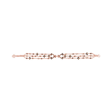 Bracelet with white, brown and black diamonds Gold Symphony