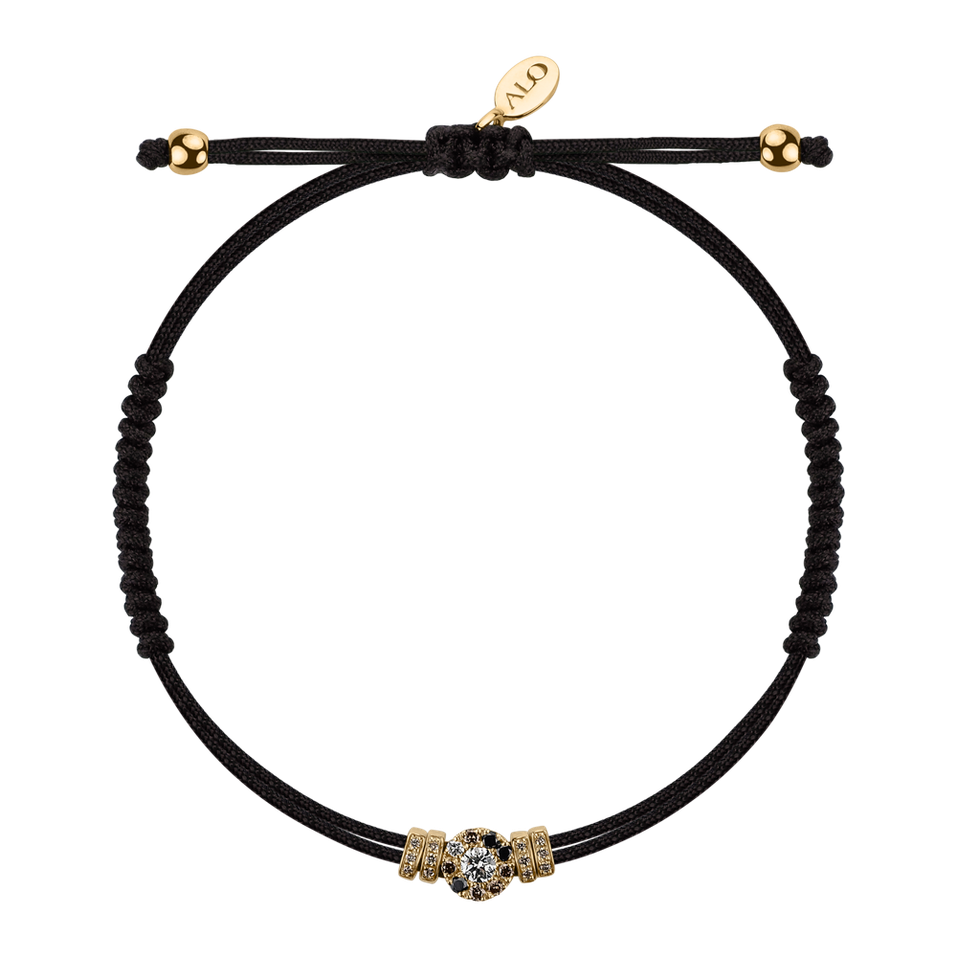 Bracelet with white, brown and black diamonds Shamballa