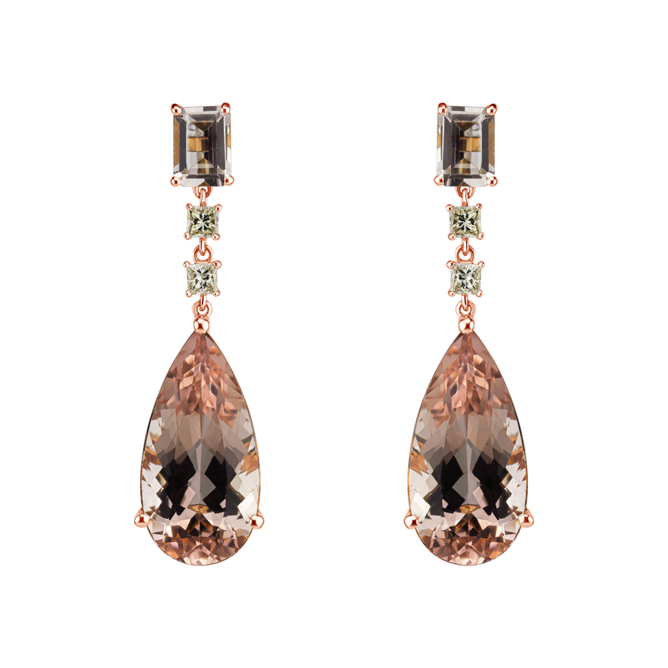 Earrings with Morganite and yellow diamonds Saga