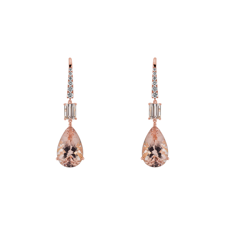 Diamond earrings with Morganite Sunshine Treasure