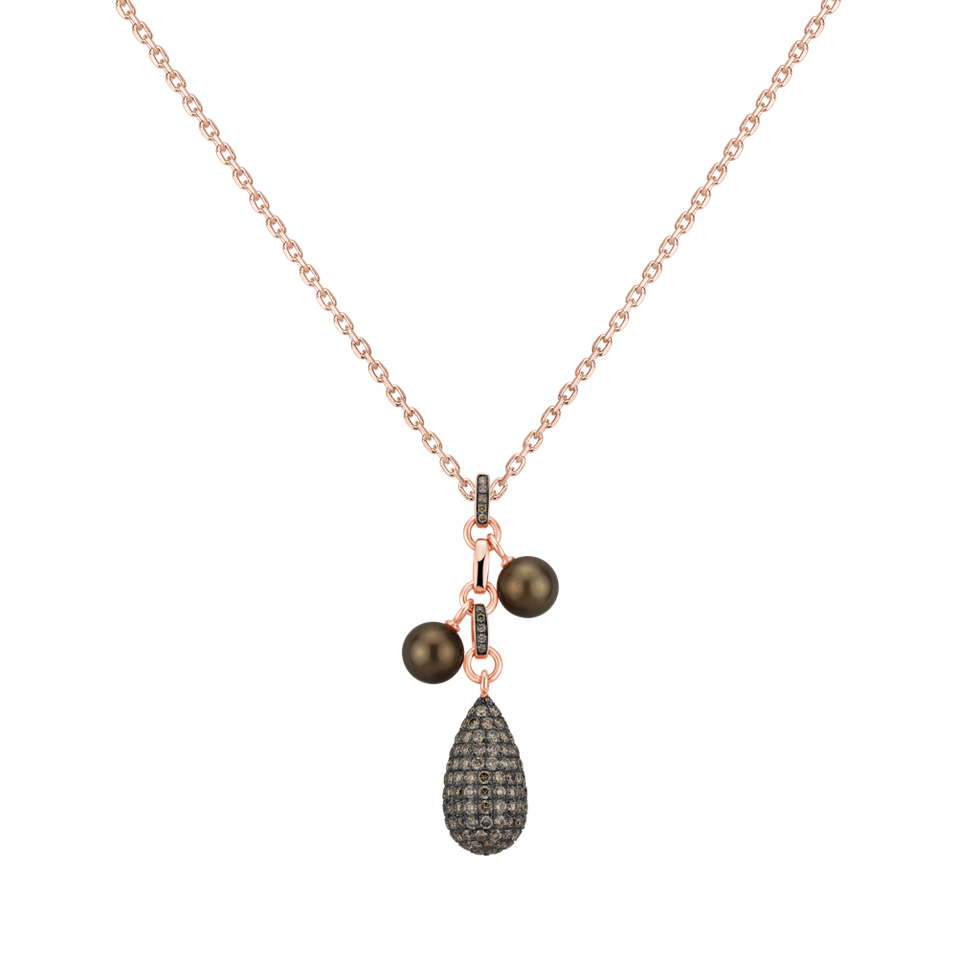 Pendant with brown diamonds and Pearl Magic Poetry