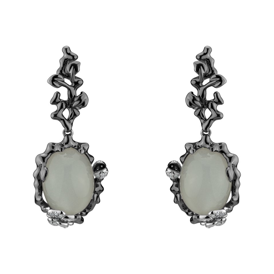 Diamond earrings with Moonstone Night Romance