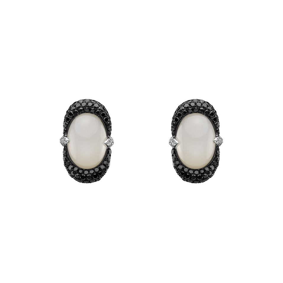 Diamond earrings with Moonstone Black and White Alchemy