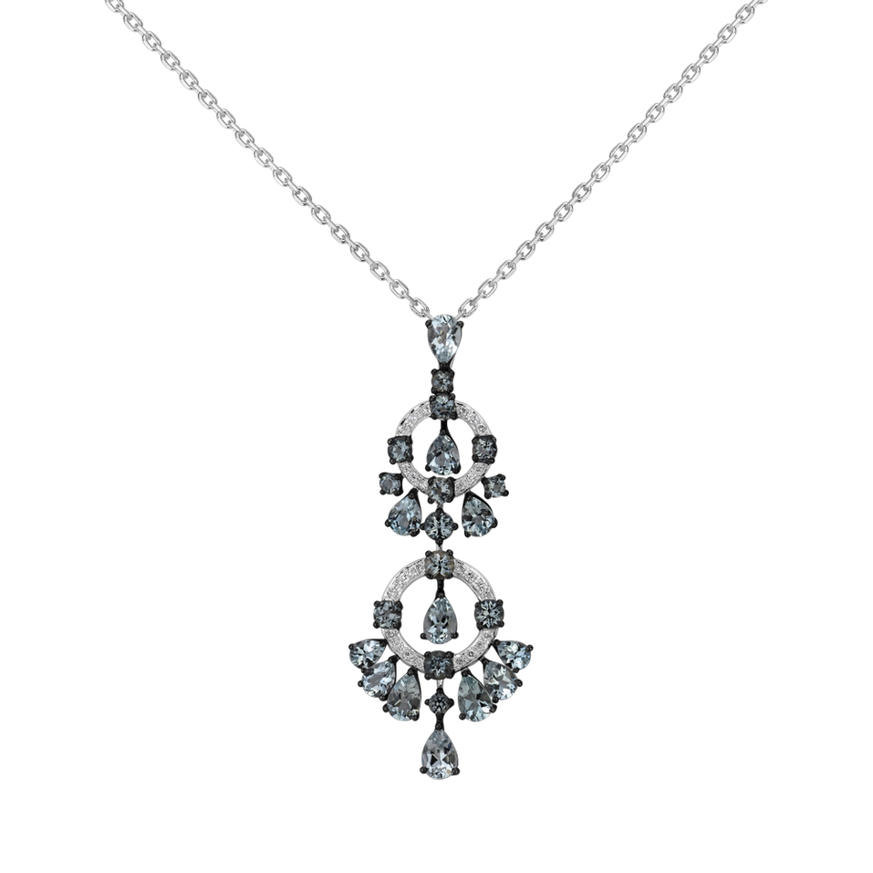 Diamond pendant with Aquamarine Astonishing Fountain