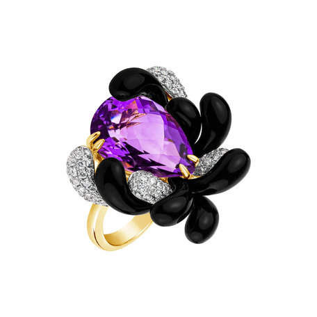 Diamond rings with Amethyst and Agate Daphne