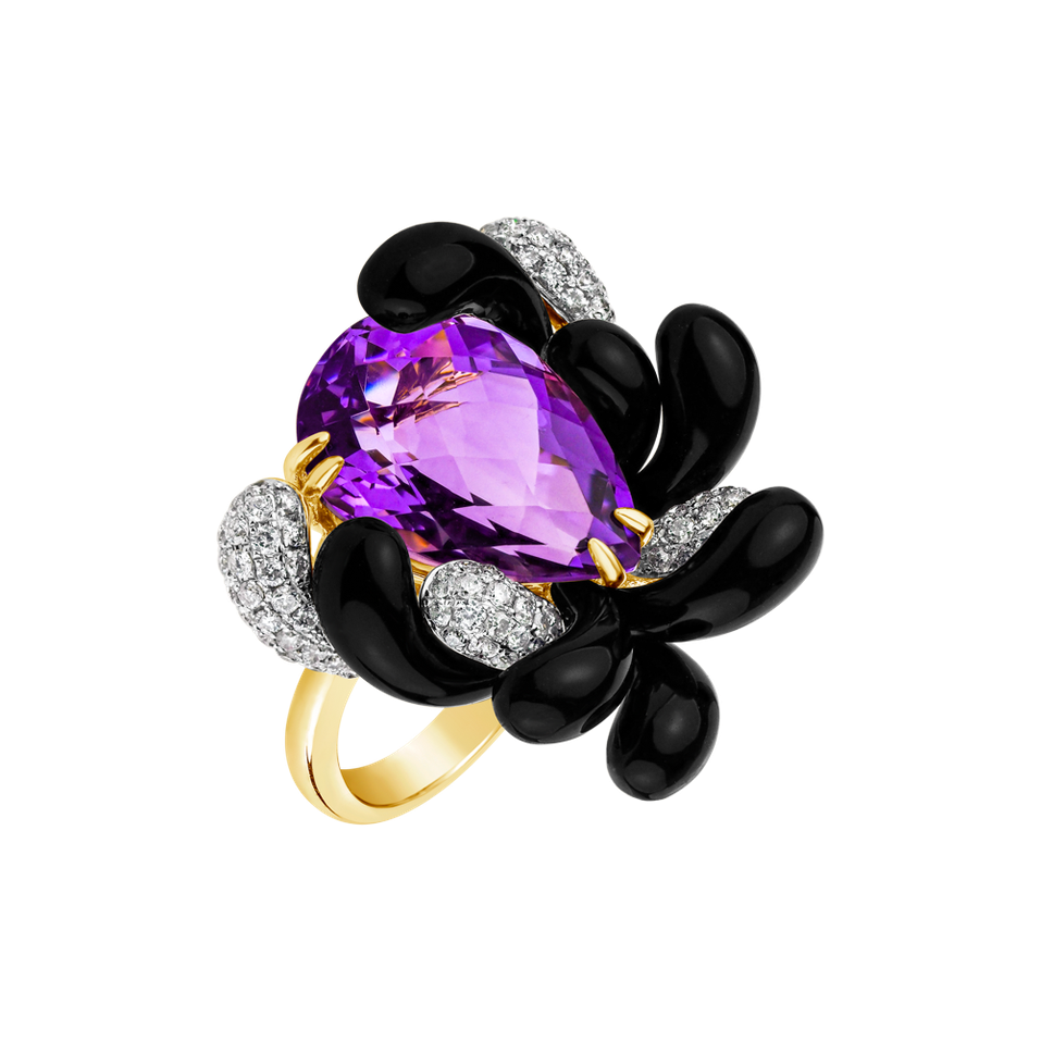 Diamond rings with Amethyst and Agate Daphne