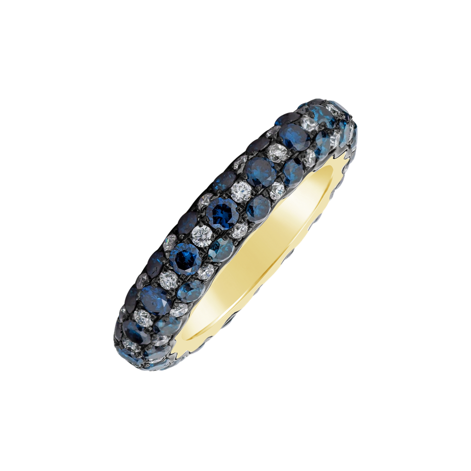 Ring with blue and white diamonds Blue Lagoon