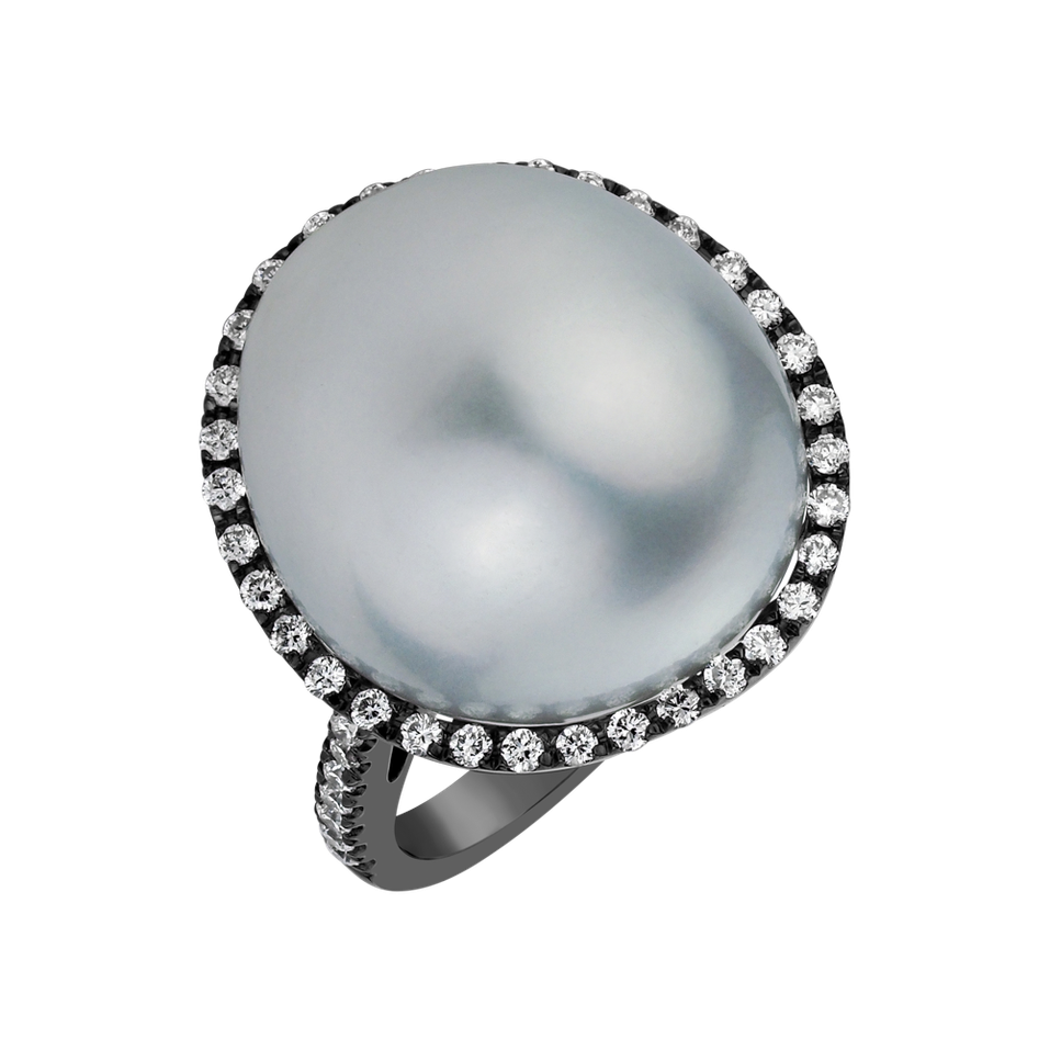 Diamond ring with Pearl Ocean Saint