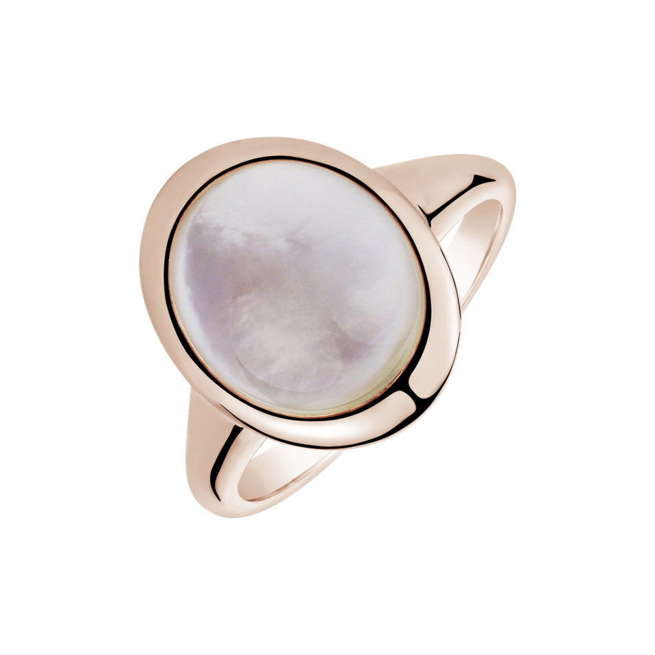 Ring with Crystal and Mother of Pearl Stylish Goth