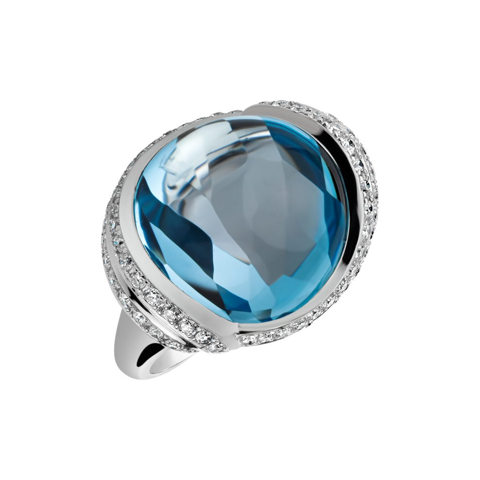 Diamond ring with Topaz Venus Poetry