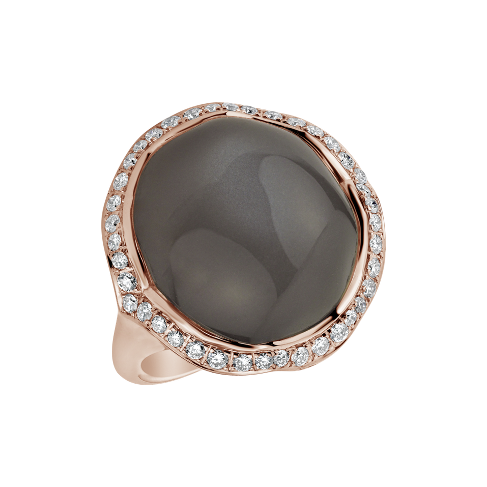 Ring with Moonstone and diamonds Dark Ocean