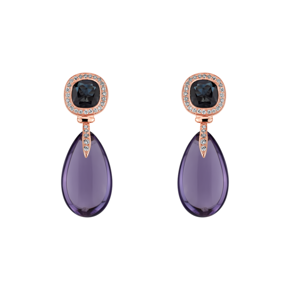 Diamond earrings with Amethyst and Topaz Violet Lady