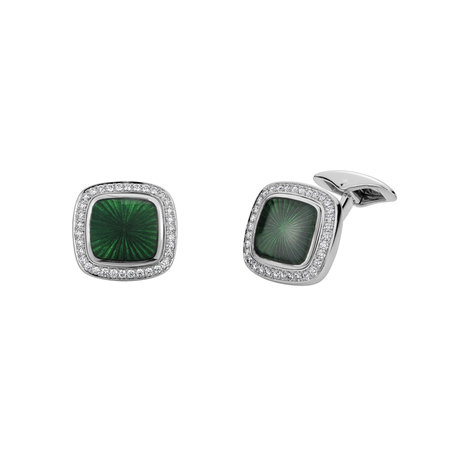 Diamond cufflinks with Enamel Carnegie